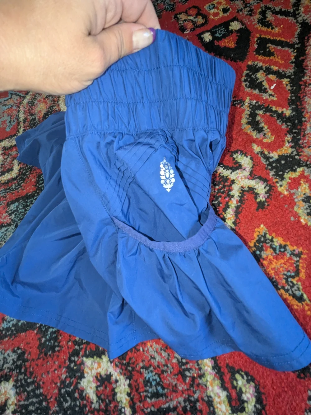 Free People Cobalt Blue Smocked Waist Circle Skort